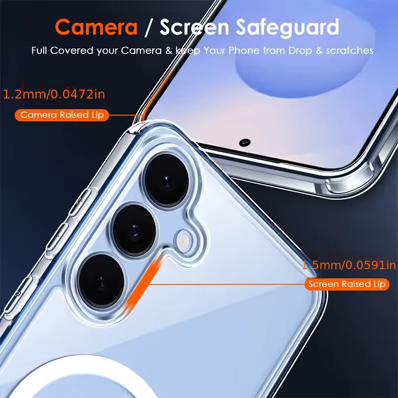 MagSafe kompatible magnetische Schutzhülle für Samsung Galaxy S26 Ultra, S26 Plus und S26 Edge in Transparent, Soft Cover - Bild 5