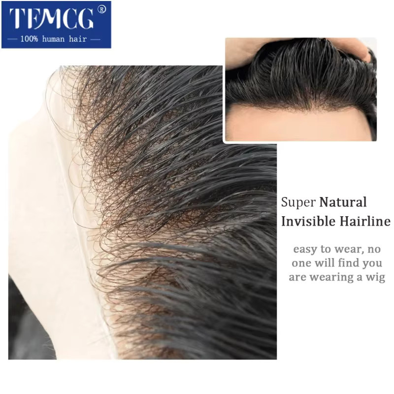 Herren-Haarprothese aus Remy-Echthaar, 0,02-0,03 mm dünne Haut - Bild 4