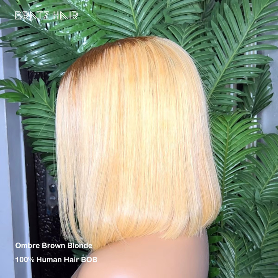 Bratz Hair Ombre Braun-Blond Bob Perücke Echthaar, Damen - Bild 3
