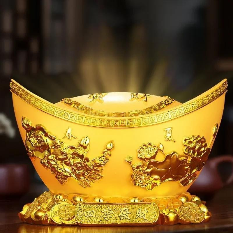 Goldbarren Spardose aus Harz in Gold von Yiran Furniture als moderne Kunst Skulptur zur Heimdekoration - Bild 2