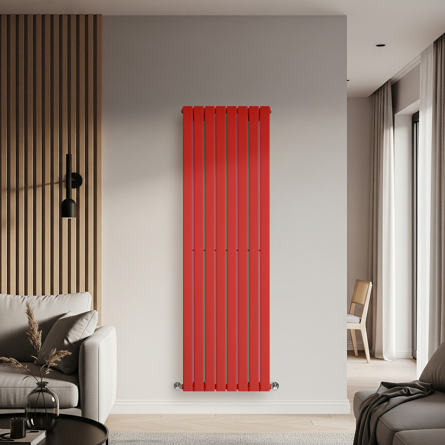Einlagiger Design-Heizkörper Delta Vertikal in Rot, Höhe: 178 cm, Breite: 56 cm - Bild 1