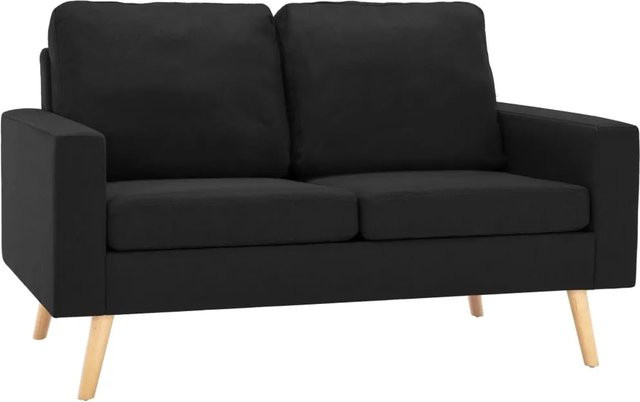 vidaXL 2-Sitzer-Sofa Modell 3 in Schwarz aus Stoff mit Holzrahmen, Breite: 130,0 cm, Höhe: 76,0 cm, Tiefe: 82,5 cm - Bild 1