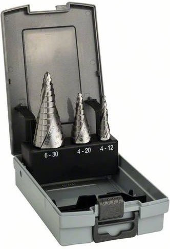 Bosch HSS Stufenbohrer-Set 3-teilig aus Edelstahl, Farbe Silber, Durchmesser: 4 - 30 mm - Bild 1