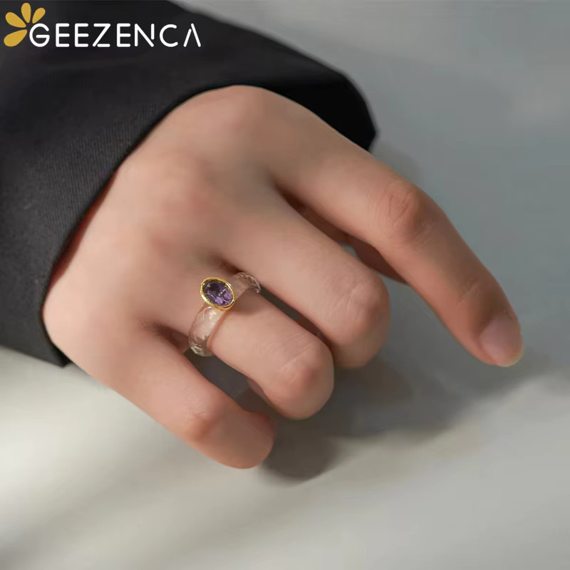 GEEZENCA Ring, 925 Silber, Amethyst, Damen - Bild 3