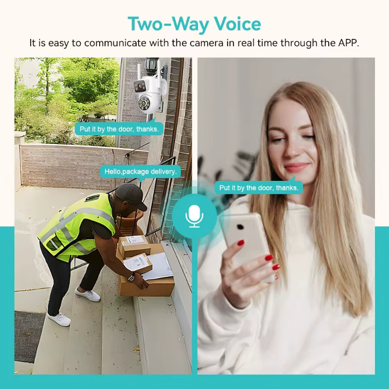 HAMROLTE 8MP WiFi CCTV-System NVR Kit Sicherheits-Set mit zwei IP-Kameras, Zwei-Wege-Audio und Dual-Objektiv, Farbe: Weiß - Bild 2