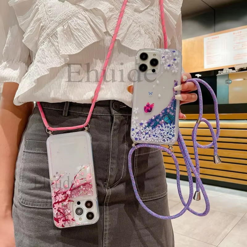 Glitzernde Quicksand Handyhülle mit Crossbody-Lanyard für Xiaomi Redmi Note 14 13 Pro Plus 12 15 13C 15C 14C A5 12S in Lila Multicolour - Bild 2