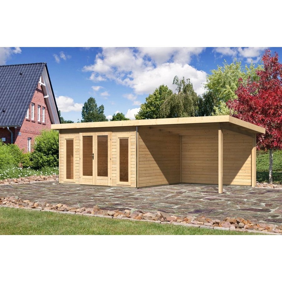 Karibu Holz-Gartenhaus Norrköping mit Pultdach in Naturbelassen/Braun, B: 365 cm, T: 305 cm, H: 229,5 cm - Bild 2