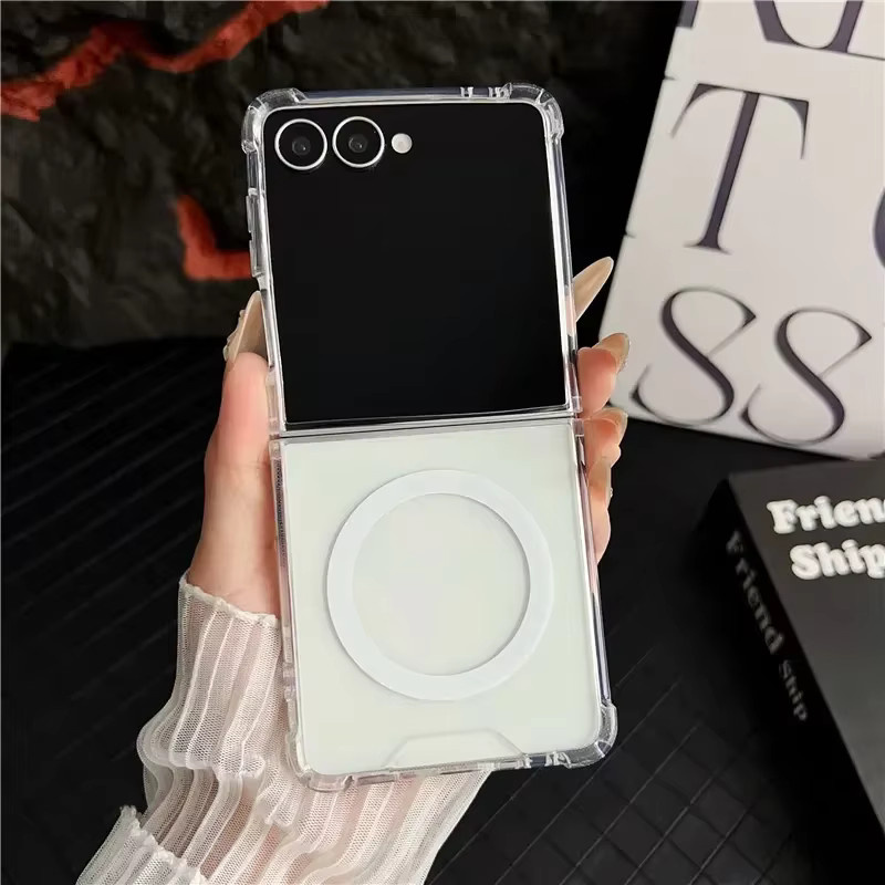 Transparente magnetische Slim Schutzhülle aus PC für Samsung Galaxy Z Flip 7FE, Z Flip 6, Z Flip 5, Z Flip 4 und Z Flip 3 5G mit Anti-Drop Funktion - Bild 2