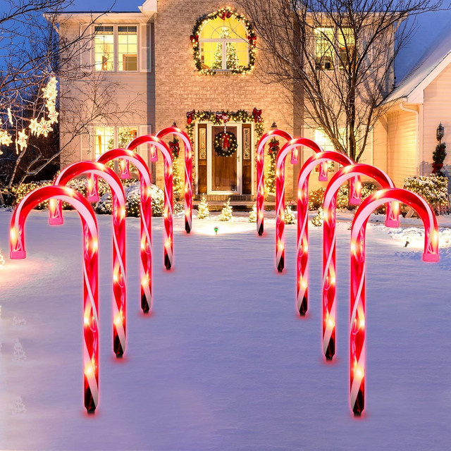 Peach Forest 5er Set Weihnachts Zuckerstange Gartenlichter Rot für Außenbereich und Auffahrt - Bild 1