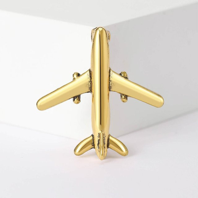 Brosche Flugzeug, Emaille, Strass, beige, Damen - Bild 1