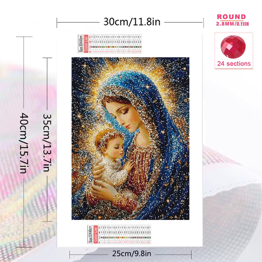EverShine Diamant-Stickerei Jungfrau Maria DIY Bild mit quadratischen Mosaik-Steinen in Multicolour zur Wanddekoration - Bild 2