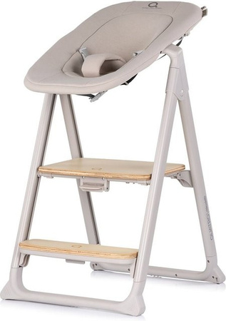 Chipolino Hochstuhl Quatro 4in1 Babywippe und Lernturm mit Tablett und Fußstütze in Beige