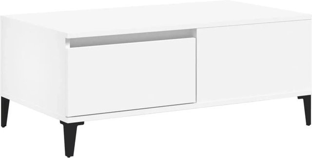 vidaXL Couchtisch in Weiß und Eiche aus Holzwerkstoff, B/T/H: 90 x 50 x 36,5 cm - Bild 1
