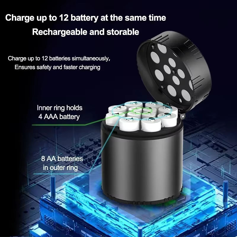 Robinella Intelligentes 1,5 V AA AAA Batterieladegerät mit LED-Anzeige in Schwarz für Lithium-Ionen-Batterien - Bild 6