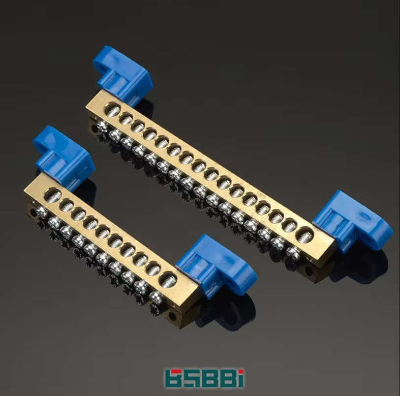 Kupfer Erdungsschiene Terminal Block mit 6 bis 12 Löchern für elektrische Verteilerkästen und Erdungssysteme in Gold und Multicolour aus Messing - Bild 4
