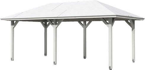 Skan Holz Pavillon Orleans 1 aus Fichte mit Zeltdach, Weiß, B/T/H: 374 x 656 x 314 cm - Bild 2