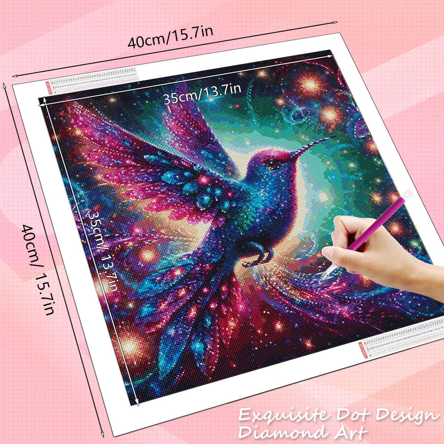 HUACAN Diamantmalerei Vogel Tier Fantasie Motiv als 5D Strass Diamantmosaik mit Rundbohrern in Multicolour zur Wanddekoration - Bild 2