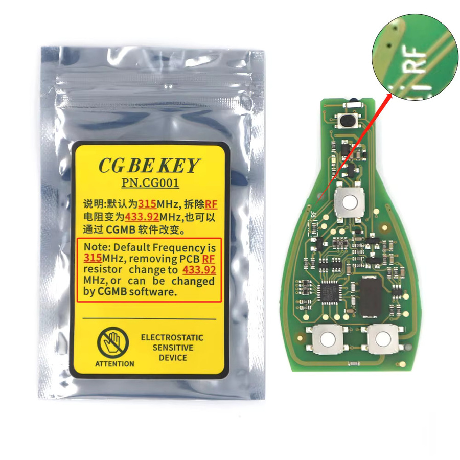 CGDI MB CG BE Key 315 MHz/433 MHz für Mercedes Benz, kompatibel mit CGDI MB Programmierer, unterstützt alle FBS3 und automatische Wiederherstellung - Bild 2