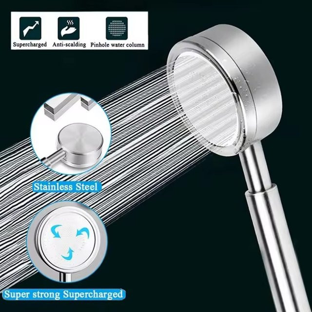 Zloog Edelstahl-Duschkopf-Set aus 304 Edelstahl für Dusche und Bad mit Hochdruck-Funktion - Bild 1