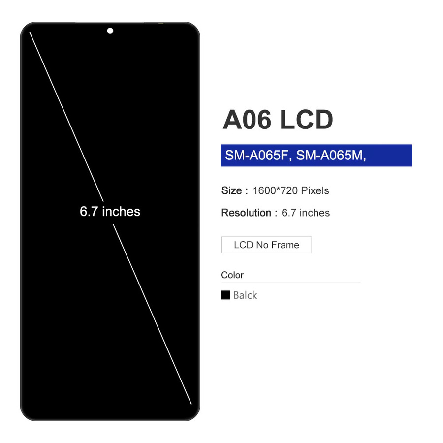 Samsung LCD-Touchscreen-Display mit Rahmen für Galaxy A06 A065F A065M SM-A066B 4G/5G, 6,7 Zoll, Schwarz - Bild 3