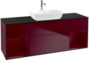 V&B Waschtischunterschrank Finion in Perlmuttschwarz mit Regal, Breite: 160 cm - Bild 1