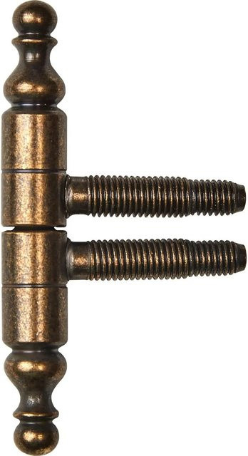 SFS Einbohrband Türband mit Zierkopf und 3-Gewindebolzen aus Messing in Patiniert/Gold, Durchmesser: 13 mm - Bild 1