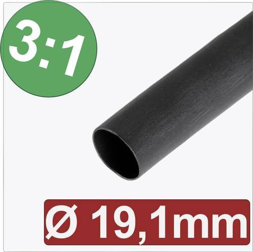 Quadrios 24CA291 Schrumpfschlauch mit Kleber Schwarz, Durchmesser: 19,10 mm, Schrumpfrate 3:1 - Bild 1