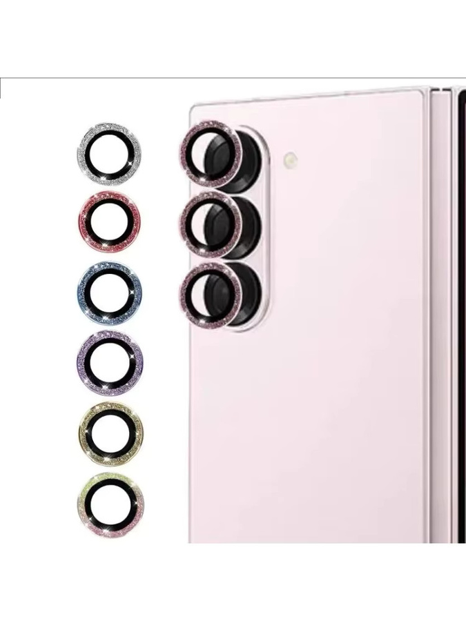 Bling Glitzer Kameraschutz aus Glas und Metall für Samsung Galaxy Z Flip Fold in Pink - Bild 4