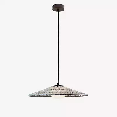 Bover Nans LED Pendelleuchte in Weiß und Schwarz aus Metall und Rattan im Boho-Design - Bild 1