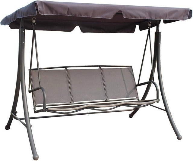 DELUKE Hollywoodschaukel BIRGIT Gartenschaukel mit Sonnendach und Kissen in Schwarz und Grau aus Stahl und UV-beständigem Polyester - Bild 1