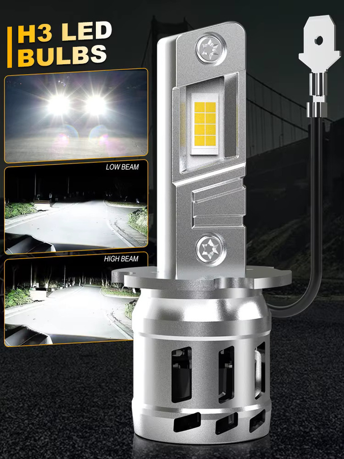 OUSHI 2 Stück H3 Auto-LED-Scheinwerferlampe, superhell, 6000 K, Weiß, mit Lüfter für Toyota Hilux und Ford - Bild 7