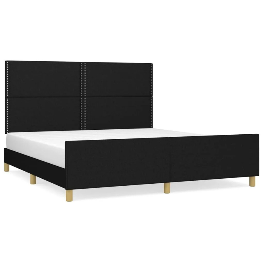 vidaXL Bettgestell mit Kopfteil in Schwarz aus Stoff und Holz, B/T/H: 186 x 180 x 203 cm - Bild 2
