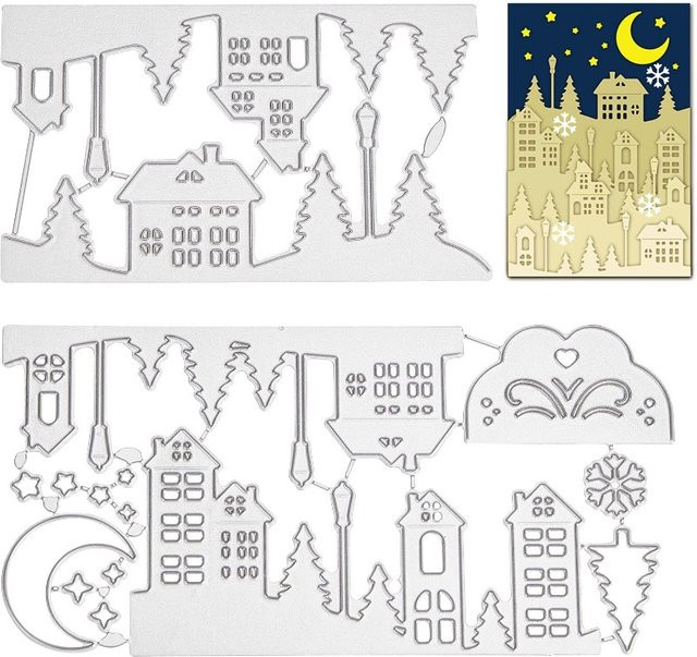 2er-Set Metall Schneidschablonen für Weihnachten und Winter zum Basteln von Scrapbooking, Alben und Hochzeitseinladungen - Bild 1