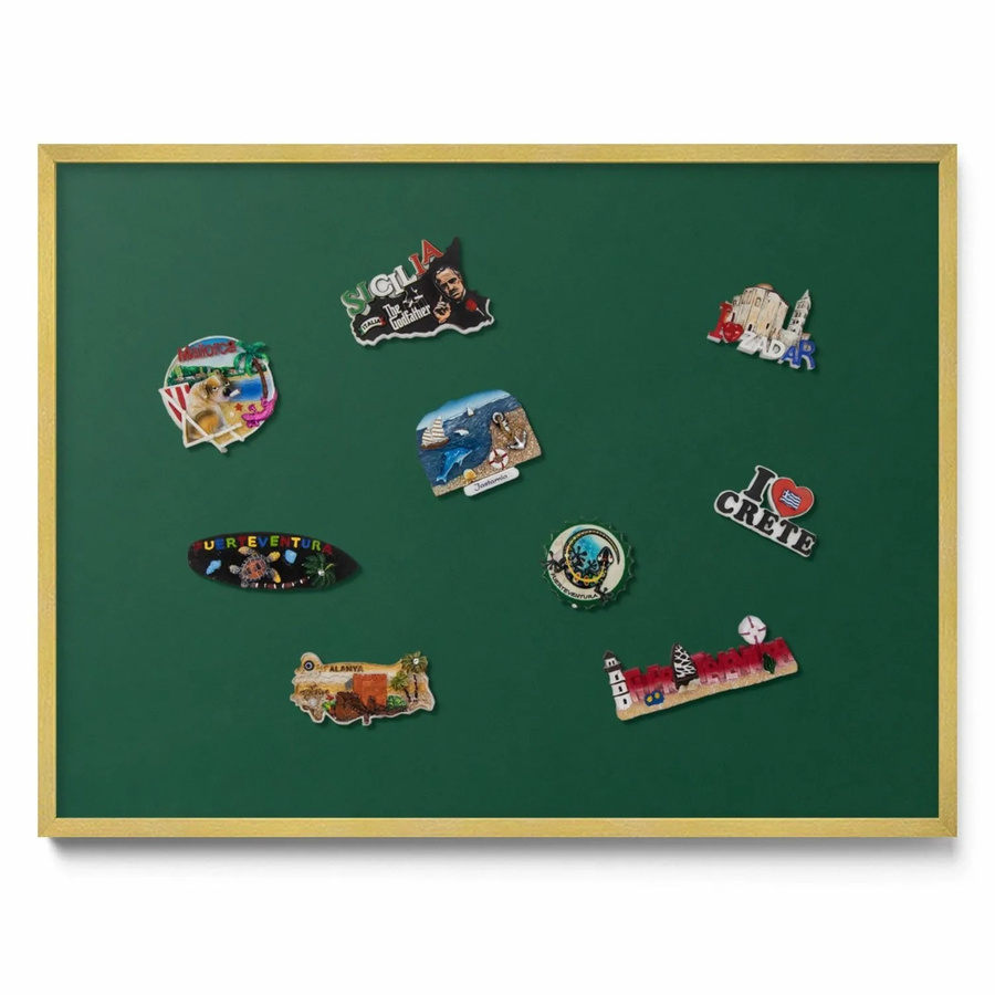 Tulup Magnettafel aus Metall in Dunkelgrün mit Goldrahmen, Breite: 80 cm, Höhe: 60 cm - Bild 2