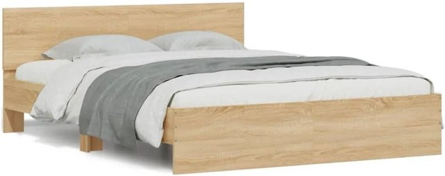 vidaXL Bettgestell mit Kopfteil in Sonoma-Eiche, Farbe Braun, B/T/H: 155 x 203 x 70 cm - Bild 1