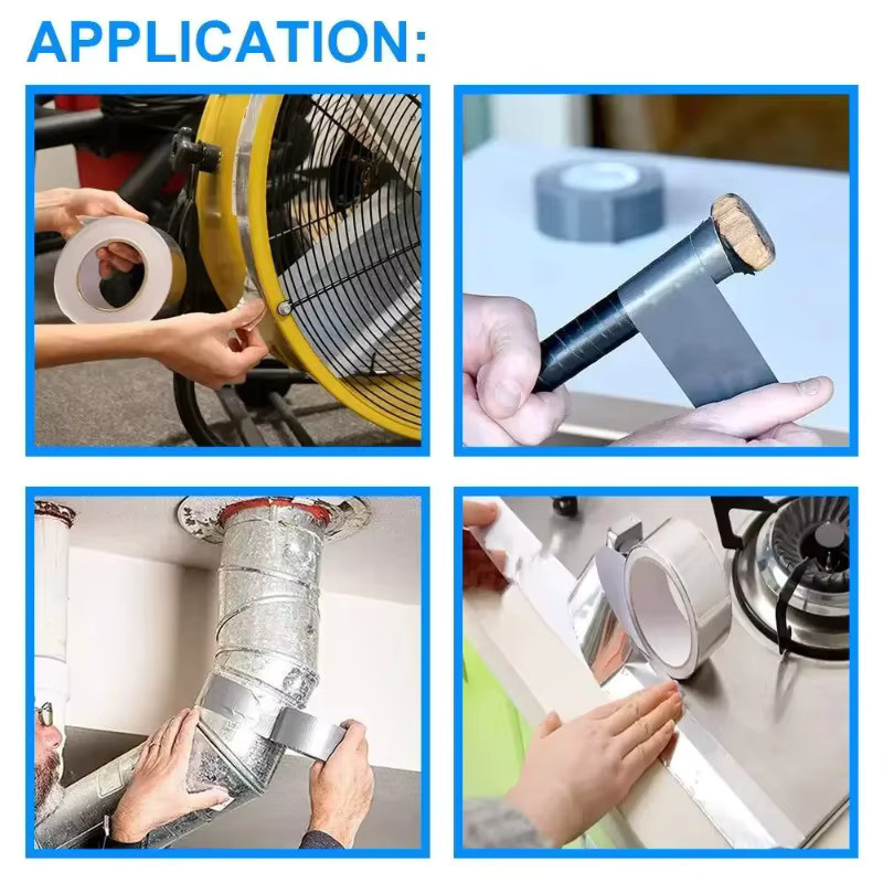 Wasserdichtes und hochtemperaturbeständiges Aluminiumfolienband in Silber zur Reparatur von Rohren und Küchenauspuffen - Bild 6
