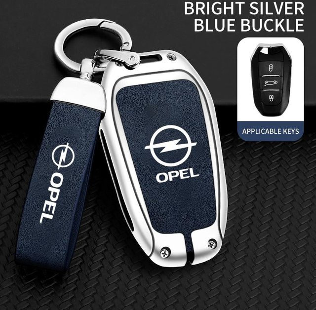 Schutzhülle aus Leder und Zinklegierung für Opel Smart Key Fob, passend für Mokka, Corsa, Astra PHEV und Grandland Hybrid, Farbe: Schwarz - Bild 1