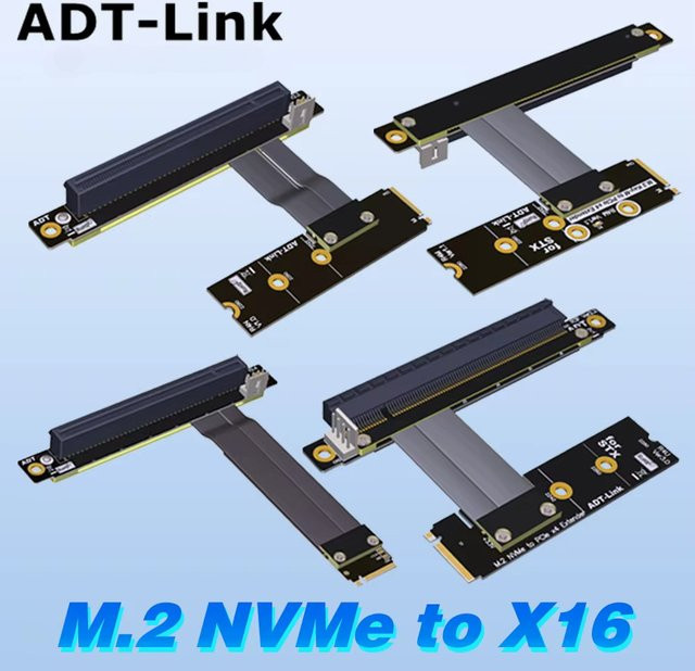 ADT-Link R43 Serie M.2 NVMe zu PCIe 3.0 x16 Verlängerungskabel in Schwarz für Grafikkarten-Erweiterung - Bild 1