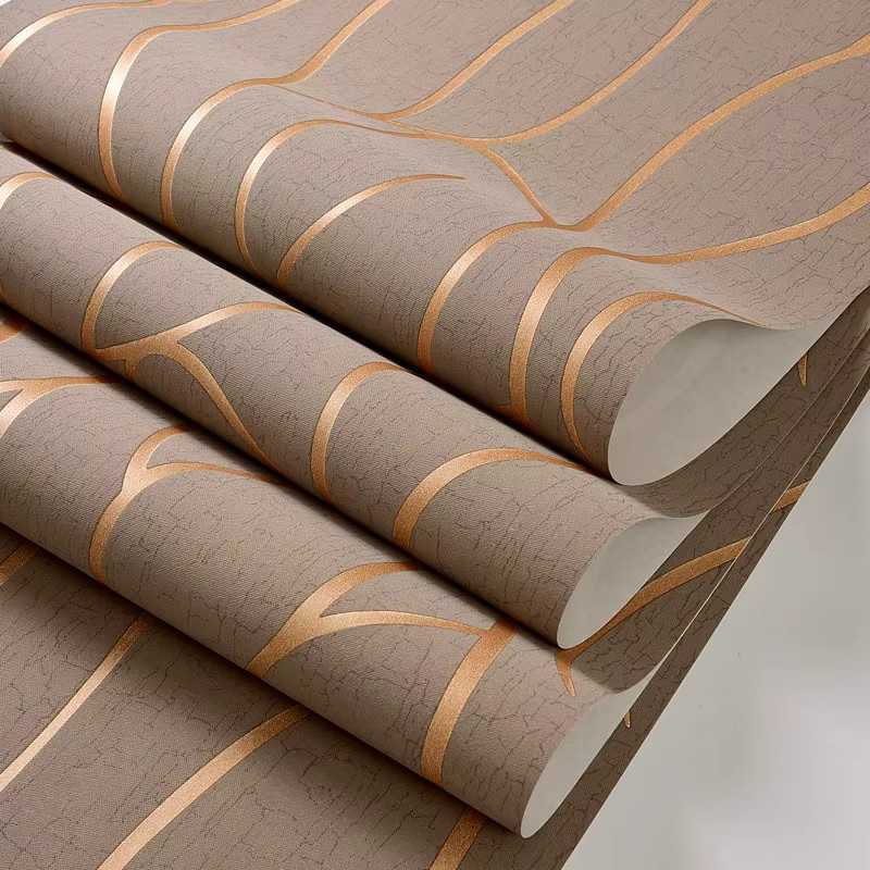 Selbstklebende Vliesstoff-Tapete in Beige mit modernem abstraktem Design im europäischen Stil - Bild 2