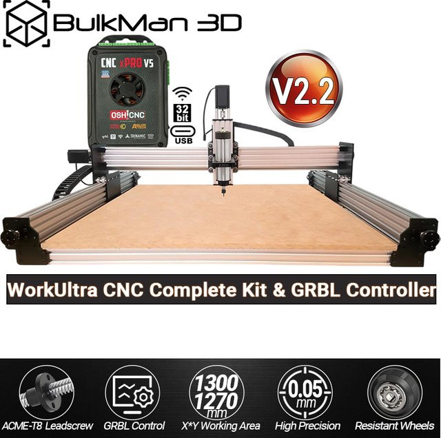 BulkMan3D WorkUltra V2.2 CNC 4-Achsen-Kit mit GRBL-Controller und 0,05 mm Präzision für Holz, Metall, Aluminium und PCB - Bild 1