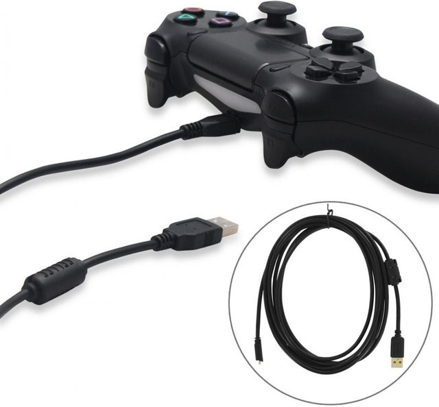 Sony USB-C Ladekabel für PS4-Controller in Schwarz, 300 cm Länge - Bild 1