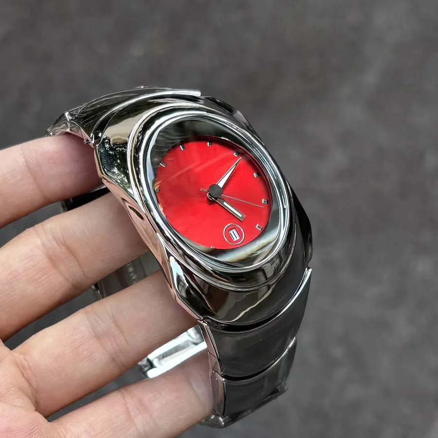 STARPERISH Herrenuhr, Quarz, Edelstahl, Rot, Silber, Analoguhr - Bild 2