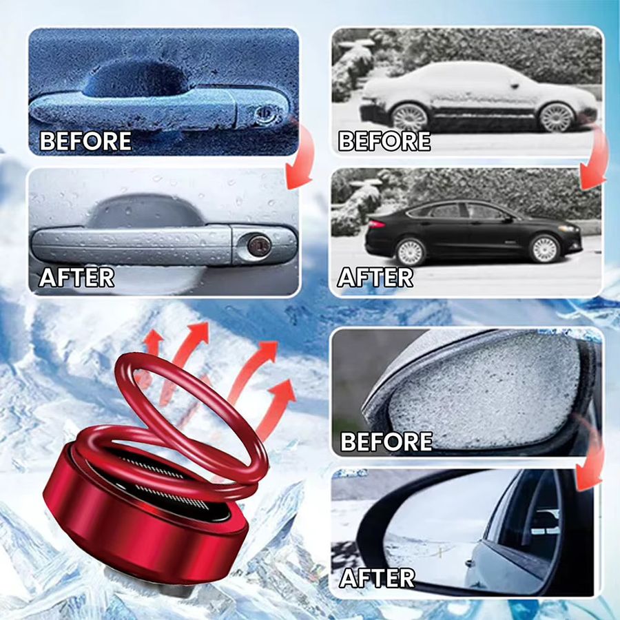 APWIKOGER Solar Aromatherapie Lufterfrischer für Auto und Zuhause mit rotierendem Doppelring in Rot und geometrischem Design - Bild 2