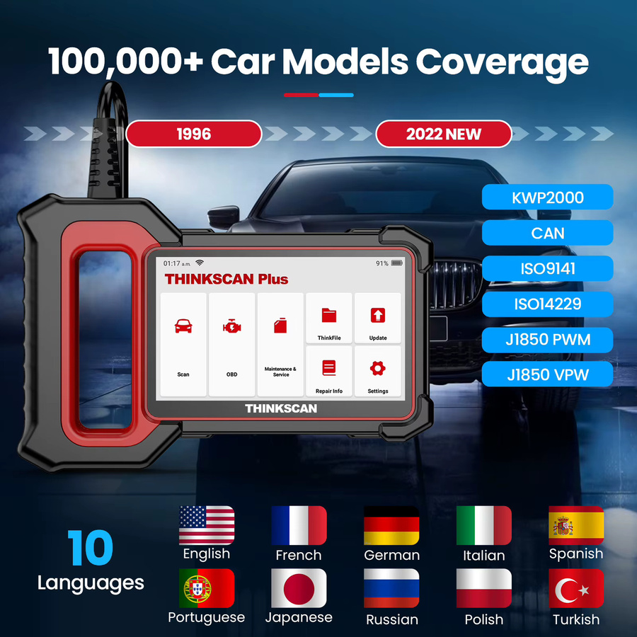 THINKCAR Thinkscan Plus S7 S6 S4 OBD2-Scanner Autodiagnosetool mit 28 Resets in Schwarz - Bild 6