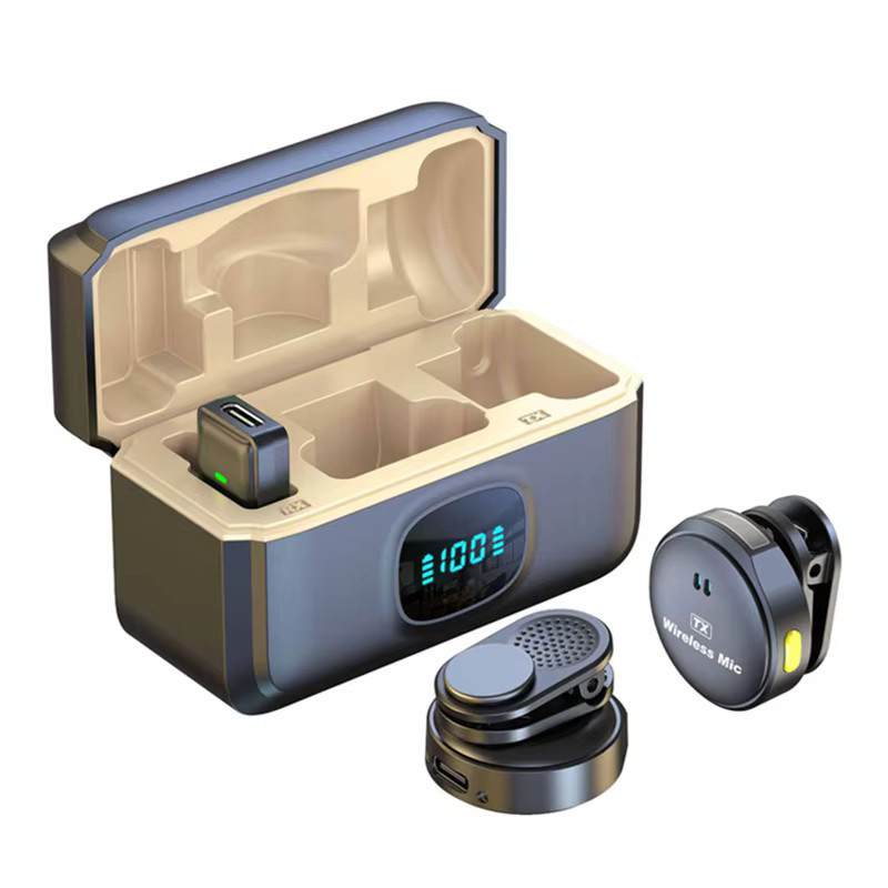 Q8 Kabelloses Lavalier-Mikrofon mit Geräuschunterdrückung und Ladeetui in Schwarz mit USB-C Anschluss - Bild 6