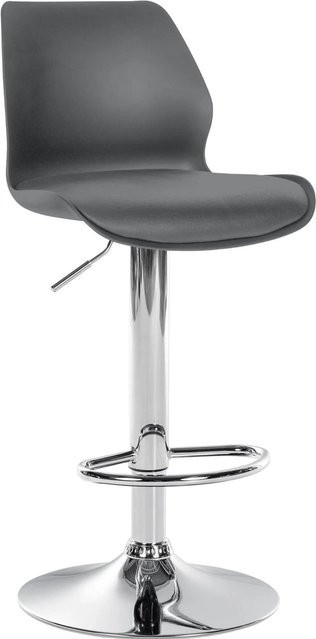 DELUKE Barhocker BOSEN in Grau, höhenverstellbarer Barstuhl mit Lehne, drehbar, B/T/H: 39 x 42 x 82 cm - Bild 1