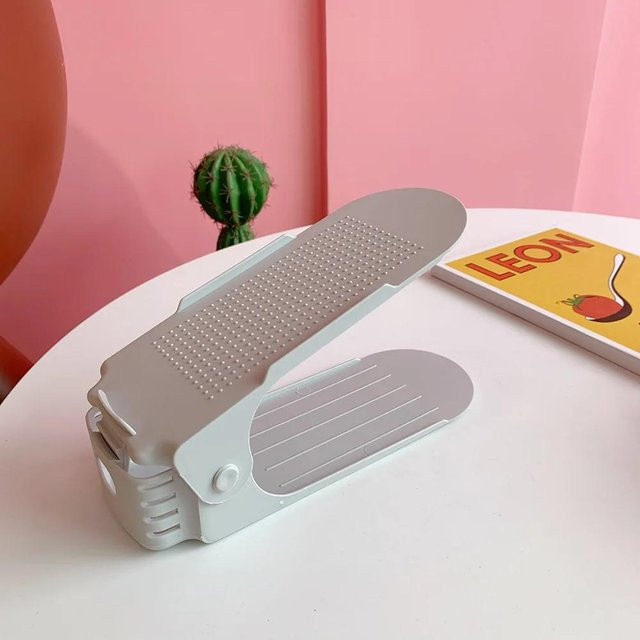 Yiran Furniture Schuh-Organizer Set aus Kunststoff, 6 Stück verstellbare Schuh-Stützschlitze zur platzsparenden Aufbewahrung in Weiß, B/T/H: 25,0 x 13,0 x 9,3 cm - Bild 1