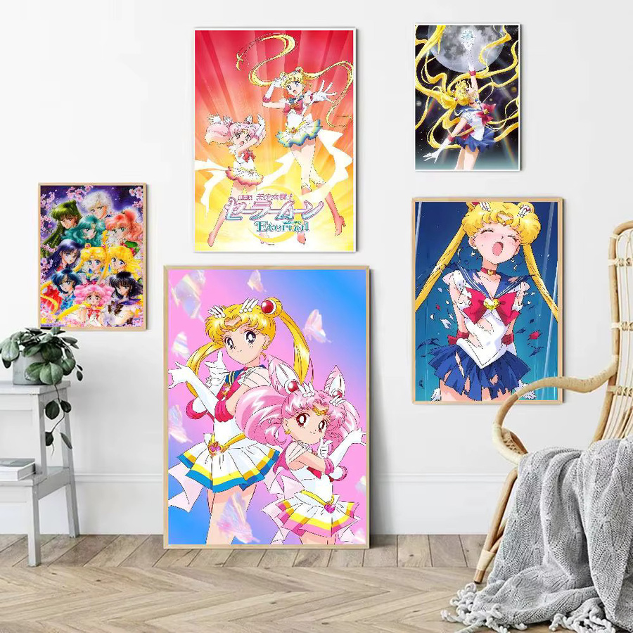 Selbstklebendes Anime Sailor Moon Kunstposter in Multicolor auf Whitepaper - Bild 2