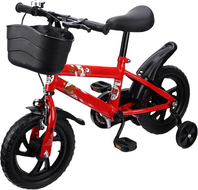 aimo Kinderfahrrad, 12 Zoll, mit Stützrädern, Korb, Pedale, für 3 bis 6 Jahre - Bild 1