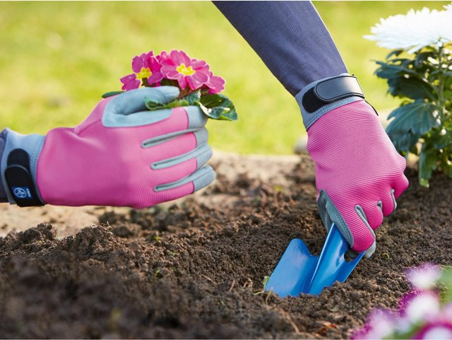 Gartenhandschuh Pink Gr. 8 aus Polyester und Mikrofaser-Kunstleder für Damen und Herren - Bild 1